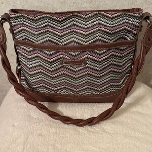 Stone Mountain Brown and Multicolor Chevron Shoulder Bag